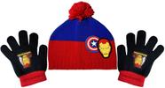 Kit Acessórios Inverno Infantil Menino Os Vingadores Avengers - Heróis Capitão América E Homem De Ferro - Marvel : Touca Gorro + Luvas