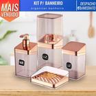 Kit Acessórios p/ Banheiro Porta Escova Sabonete Algodão Saboneteira 4 Itens Rose