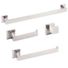 Kit Acessórios Para Banheiro Aço Inox Cromado 4 Peças