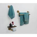 Kit Acessórios para Banheiro Conjunto 3 peças Porta Toalhas Papel Cabideiro - Dourado Laca
