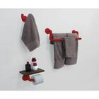 Kit Acessórios para Banheiro Conjunto 3 peças Porta Toalhas Papel Cabideiro - Vermelho Laca