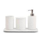 Kit Acessórios para Banheiro em Cimento Textura Branco 4 Pcs