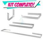 Kit Acessórios Para Banheiro Quadrado Metal 4 Peças Completo Cód. 9517