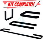 Kit Acessórios Para Banheiro Quadrado Metal 4 Peças Completo PRETO FOSCO Cód. 8517