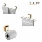 Kit Acessórios Para Banheiro Suporte Multiuso 3 Pçs Dourado - Future Industria Metalurgica L