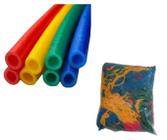 Kit Acessórios Para Piscina De Bolinhas 4 Isotubos Coloridos + Rede De Proteção Piscina 1,50m - Casinha Brinquedos