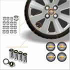 Kit Acessórios Para Roda Calota Chevrolet Emblema Resinado + Tampa Ventil Antifurto + Capa Parafuso