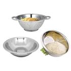 Kit Aço Inox 3 peças Escorredor de Macarrão, Arroz e Bowl