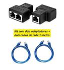 Kit Adaptador Duplicador Cabo Rede Rj45 + 2 Cabo 1M Internet