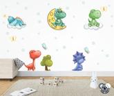 Kit Adesivo De Parede Dinossauros Cute Aquarela Baby - Vinil