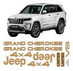 Kit Adesivo Emblema Resinado Jeep Grand Cherokee V8 Ouro 02 - Resitank