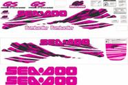 Kit Adesivo Faixa Jet Ski Seadoo Gs 98 Rosa E Preto