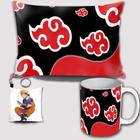 CANECA PORCELANA AKATSUKI NUVEM NARUTO SHIPPUDEN PRETA E VERMELHO 330M