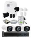 Kit Alarme Residencial c/ 4 Sensor Via App E Kit Cftv 3 Câmeras 20m completo c/hd