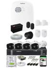 Kit Alarme Residencial c/ 4 Sensor Via App E Kit Cftv 4 Câmeras Intelbras 20m completo c/ HD 1TB