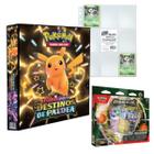 Kit Álbum Pasta Fichário Pokémon Escarlate e Violeta Destinos em Paldea Baralho Batalha e 10 Folhas