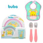 Kit Alimentação Buba Girafa Completo Prato Bowl talher Babador