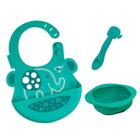 Kit Alimentação Em Silicone Elefante Verde - Marcus & Marcus