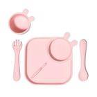 Kit Alimentação Infantil com 4 Peças de Silicone Rosa - Petit Piá