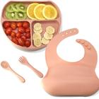 Kit Alimentação Infantil Silicone BPA Free Refeição Cores