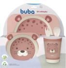 Kit Alimentação/Refeição Bebê - 5 Peças em Fibra de Bambu Ecológico + Babador - Buba