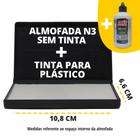 Kit Almofada Carimbeira N3 + 1 Tinta Secagem Rápida p/ Plástico