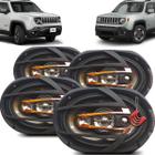 Kit Alto Falantes Dianteiros Traseiros Jeep Renegade - Hurricane Platino Quadriaxial 6x9 1200w