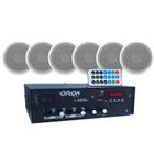 Kit Amplificador Bluetooth + 6 Caixas De Som De Teto 70w 5p