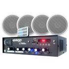 Kit Amplificador Rc7000 + 2 Par Arandelas Caixa Som Embutir