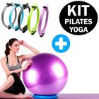 Kit Anel De Pilates e Yoga Arco Tonificador Flexível + Bola Suíça Pilates Yoga 55cm
