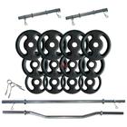 Kit Anilhas 24 Kg + 2 Barras 40cm + Barra 120cm + Barra W