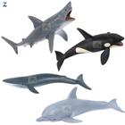 Kit Animais Marinhos Aquaticos Borracha Tubarão Golfinho Baleia Orca