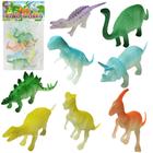 Kit animal dinossauro de plastico dino world brilha no escuro 8 pecas