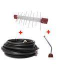 Kit Antena Digital 4K Log 20 com Mastro 45 cm e Cabo coaxial Capte 12 m