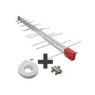 Kit Antena Digital 4K Log 28 com Cabo coaxial de 20mts e divisor 2x1 Capte