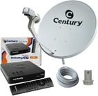 KIT ANTENA PARABOLICA DIGITAL CENTURY 60 CM Com Midia Box B7 KIT COMPLETO LNB CABO