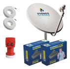 Kit Antena Parabolica Digital Vivensis com Receptor Antena Cabo e LNBF Duplo 5G