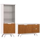 Kit Aparador Buffet Bar Living com Cristaleira Adega Vicky N01 Off White Ypê - Lyam Decor