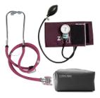 Kit Aparelho de Pressão Esfigmomanômetro + Estetoscópio Rappaport P.A.Med - Vinho