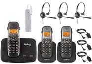 Kit Aparelho Telefone Fixo Bina 2 Linhas 2 Ramal e Headset