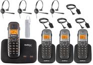Kit Aparelho Telefone Fixo Bina 2 Linhas 3 Ramal e Headset