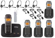 Kit Aparelho Telefone Fixo Bina 2 Linhas 4 Ramal e Headset