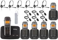 Kit Aparelho Telefone Fixo Bina 2 Linhas 5 Ramal e Headset