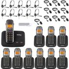 Kit Aparelho Telefone Fixo Bina 2 Linhas 9 Ramal e Headset