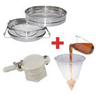 Kit Apicultura Peneira Inox + Coador + Torneira Plástico - ARBORETHO