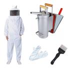 Kit Apicultura Roupa Macacão Brim Grosso + Luvas + Fumigador + Garfo