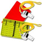 Kit Apito De Metal 2 Unidades Com Cordão + Cartão Juiz De Futebol Arbitro Vermelho E Amarelo Fluorescente Campo Futsal