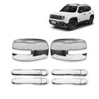 Kit Aplique Cromado Capa Retrovisor Maçaneta com Keyless Jeep Renegade 2015/2022 - Shekparts