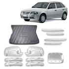Kit Aplique Maçaneta + Par Aplique Retrovisor + Protetor Porta Malas + Aplique Grade Dianteira Gol G4 2005 a 2014