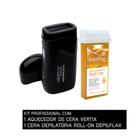 Kit Aquecedor de Cera Vertix Profissional e 2 Refil Cera Depilação Roll-On 100g Depilflax